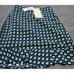 Beyond the Free Skirt‎ Womens Extra Small Black Teal Geometric Ruffle Hem NWT